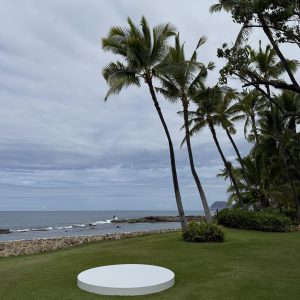 White circular platform